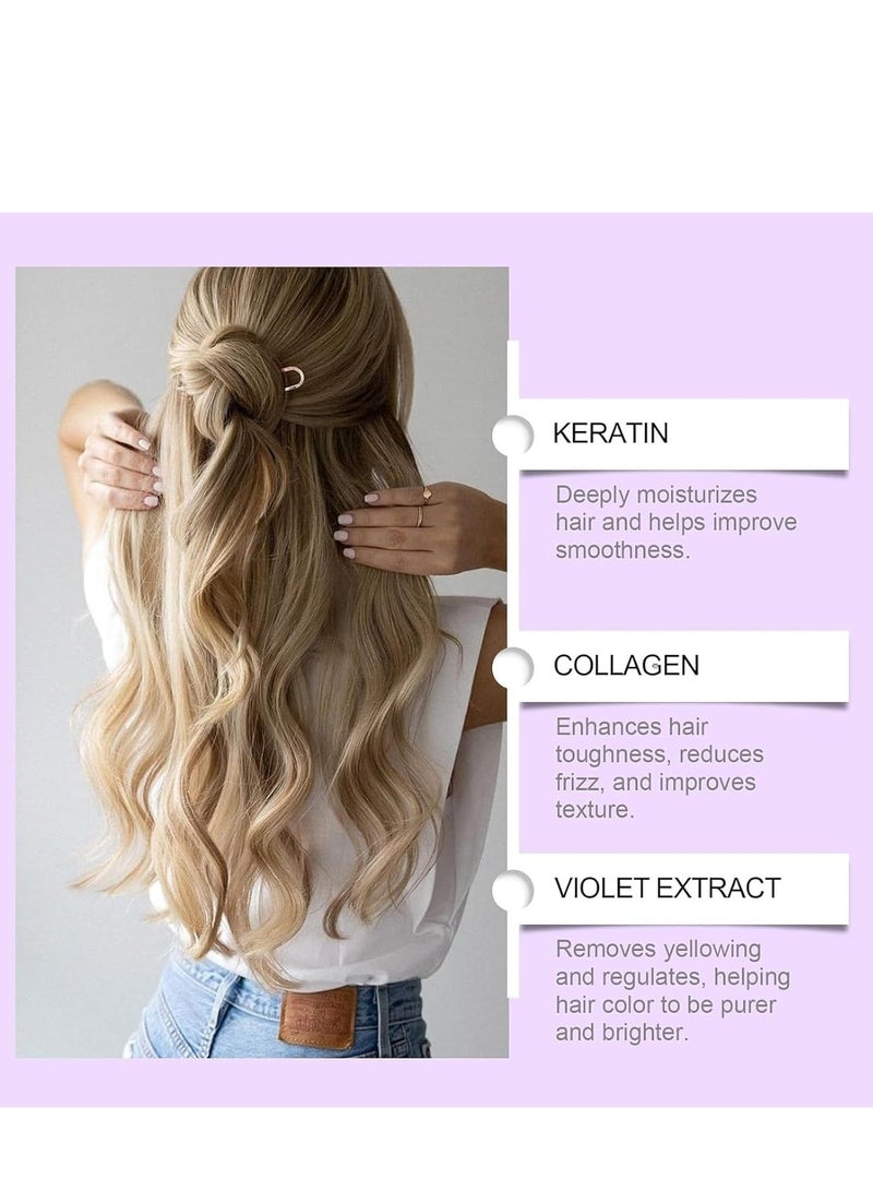 EELHOE Purple Hair Mask - Keratin Hair Treatment, Repair & Nourishment Treatment for Bleached, Deep Conditioner and Toner for Blonde and Bleached Hair, Collagen Hair Mask for Color Treated Locks (100g) - Image 2