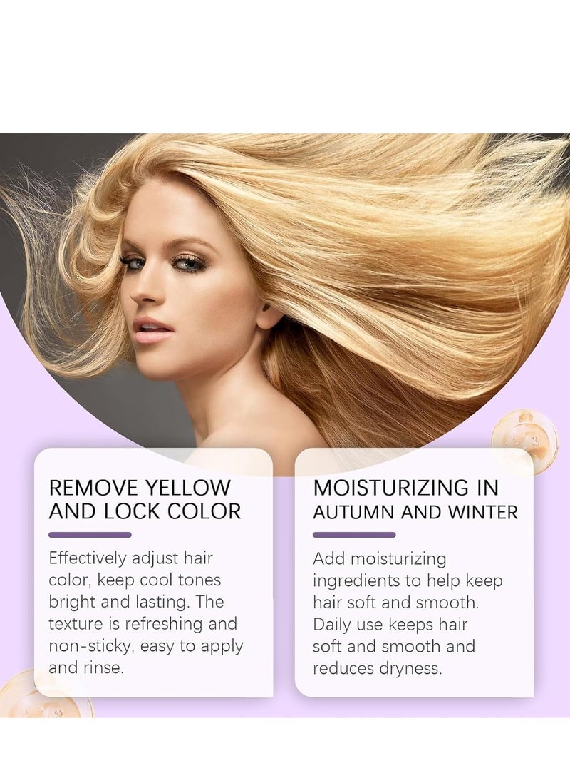 EELHOE Purple Hair Mask - Keratin Hair Treatment, Repair & Nourishment Treatment for Bleached, Deep Conditioner and Toner for Blonde and Bleached Hair, Collagen Hair Mask for Color Treated Locks (100g) - Image 5
