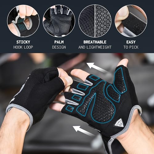 FIGHTECH Workout Gloves for Men and Women | Fingerless Weight Lifting Gym Gloves (Large, Black/Gray) - Image 3