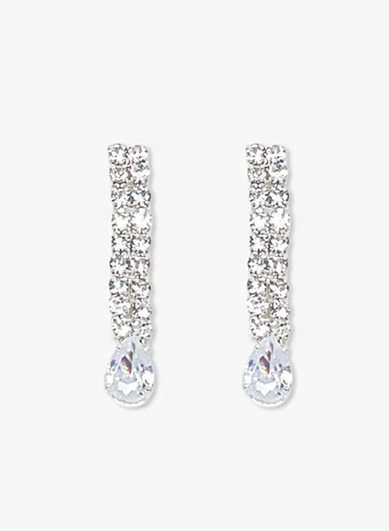 Ella Limited Edition Silver Silver Diamonte Rhinestone Jewelry Set Necklace Earrings for Women | Best Price UAE