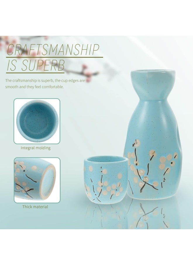Generic 5 PCS Japanese Sake Set, 14.5 x 5.5 cm Ceramic Sake Set, Includes 1 Sake Bottle 4 Sake Cups For Serving Hot Or Cold Sake At Home Or At A Restaurant(GREEN)  - Image 2