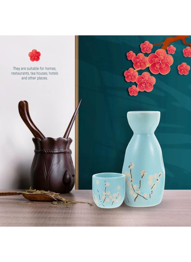 Generic 5 PCS Japanese Sake Set, 14.5 x 5.5 cm Ceramic Sake Set, Includes 1 Sake Bottle 4 Sake Cups For Serving Hot Or Cold Sake At Home Or At A Restaurant(GREEN)  - Image 5
