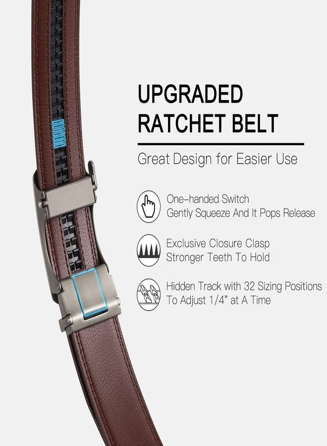 SENDEFN Ratchet Belts for Men 2 Pack, Mens Leather Belt in Gift Set Box for Dress Casual, Size Adjustable Trim to Fit - Image 2
