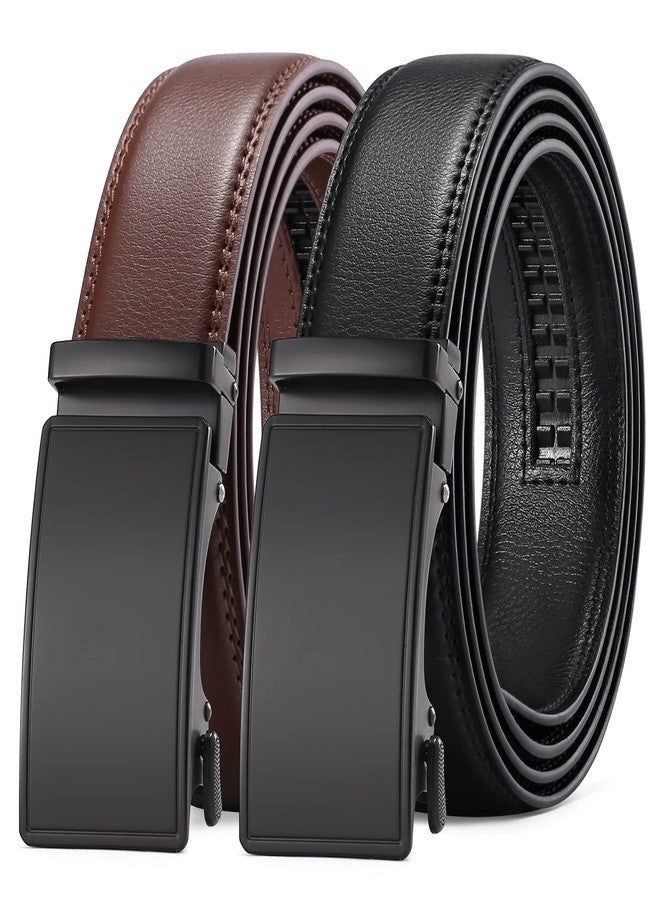SENDEFN Ratchet Belts for Men 2 Pack, Mens Leather Belt in Gift Set Box for Dress Casual, Size Adjustable Trim to Fit - Image 1