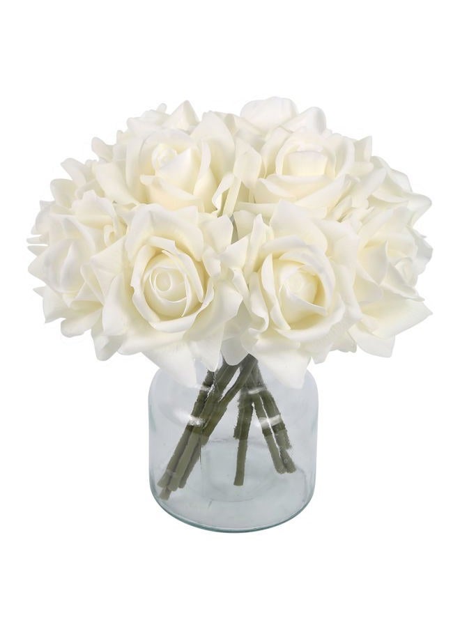 IPOPU White Roses Artificial Flowers,2 Bouquets 10PCS Real Touch Faux Roses with Stems for Wedding Party Home Table Centerpieces Decoration(White) - Image 1