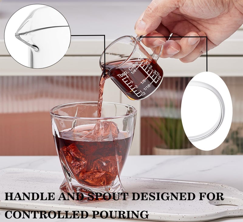 Ackers BORO3.3 Ackers Etching Scale Measuring Glass -[Insulated handle | V-Shaped Spout]-Made of High Borosilicate Glass Measuring for Kitchen or Restaurant, Easy to Read, 60 ML (2 Oz) 丨(2 Pack) - Image 4
