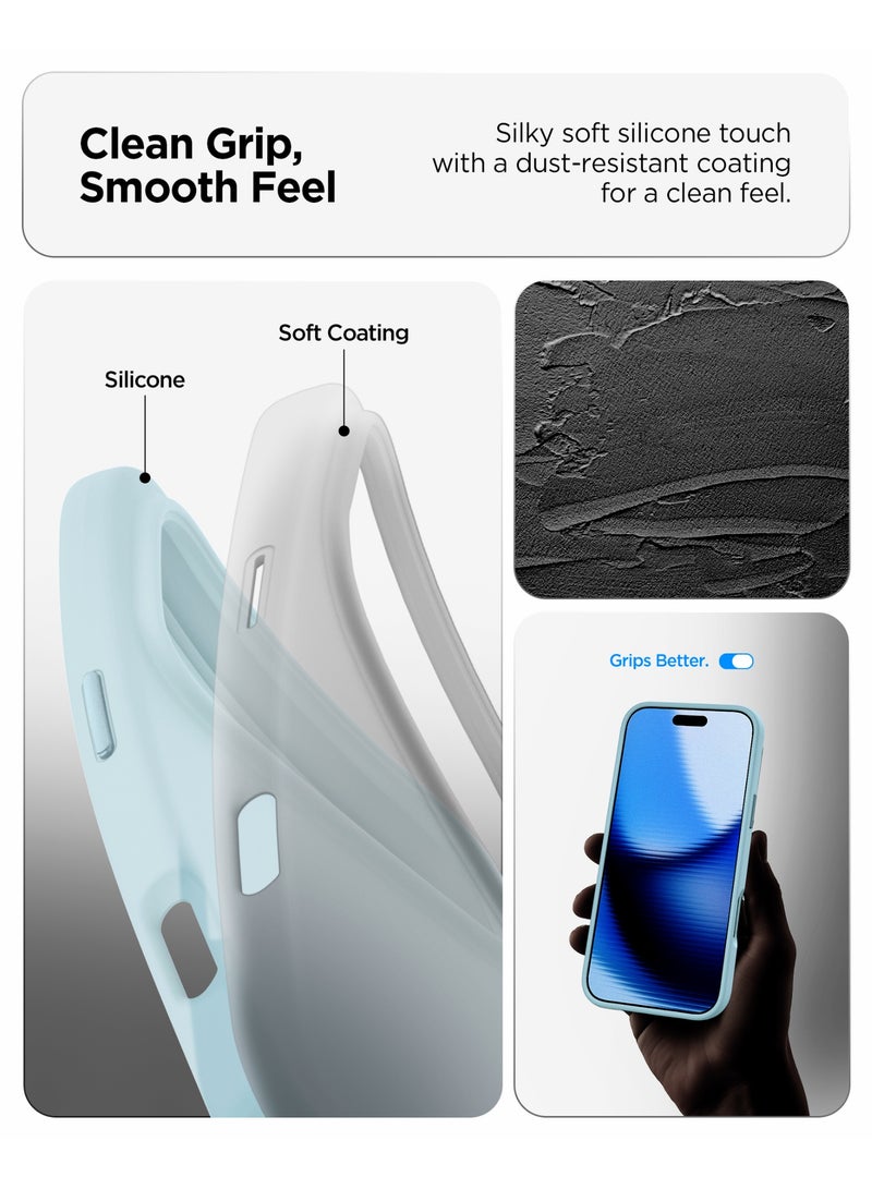 Spigen Silicone Fit MagFit for iPhone 17 Pro MagSafe Case Cover - Mute Blue - Image 3