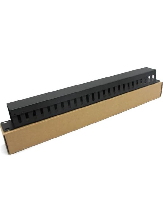 erorex 1U 19 Inch Cable Manager Horizontal Rack Mount 24 Slot Metal Finger Duct Wire Organizer with Cover and Mounting Screws for Server Rack, Black (2-PACK)  - Image 2