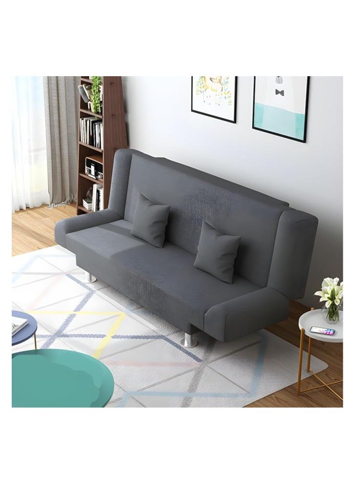 Poppins HOME Linen Armless Convertible Sleeper Sofa Bed for Living Room - Grey - 119.88 x 55.11 x 74.93 cm