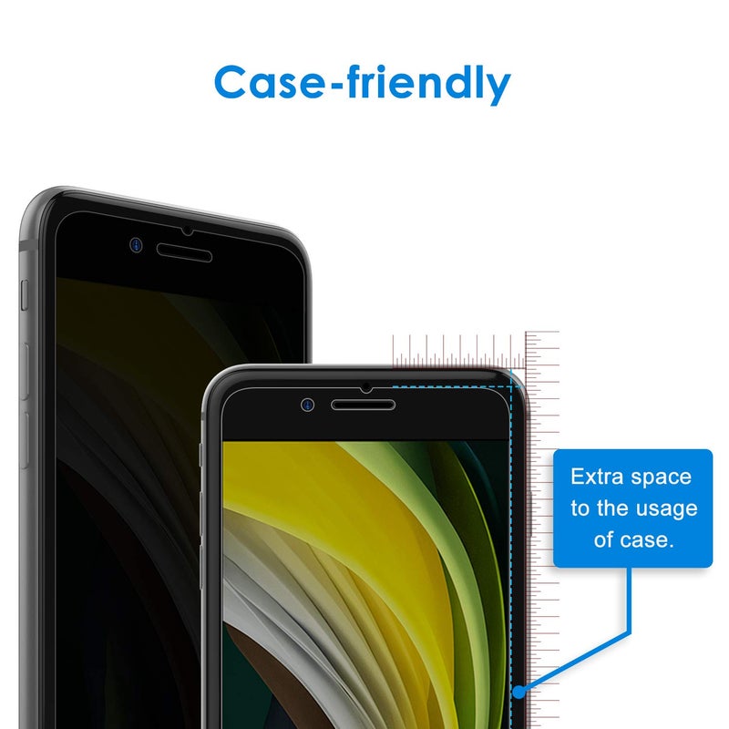 JETech Privacy Screen Protector for iPhone SE 3/2 (2022/2020 Edition), iPhone 8 and iPhone 7, Anti-Spy Tempered Glass Film, 2-Pack - Image 4