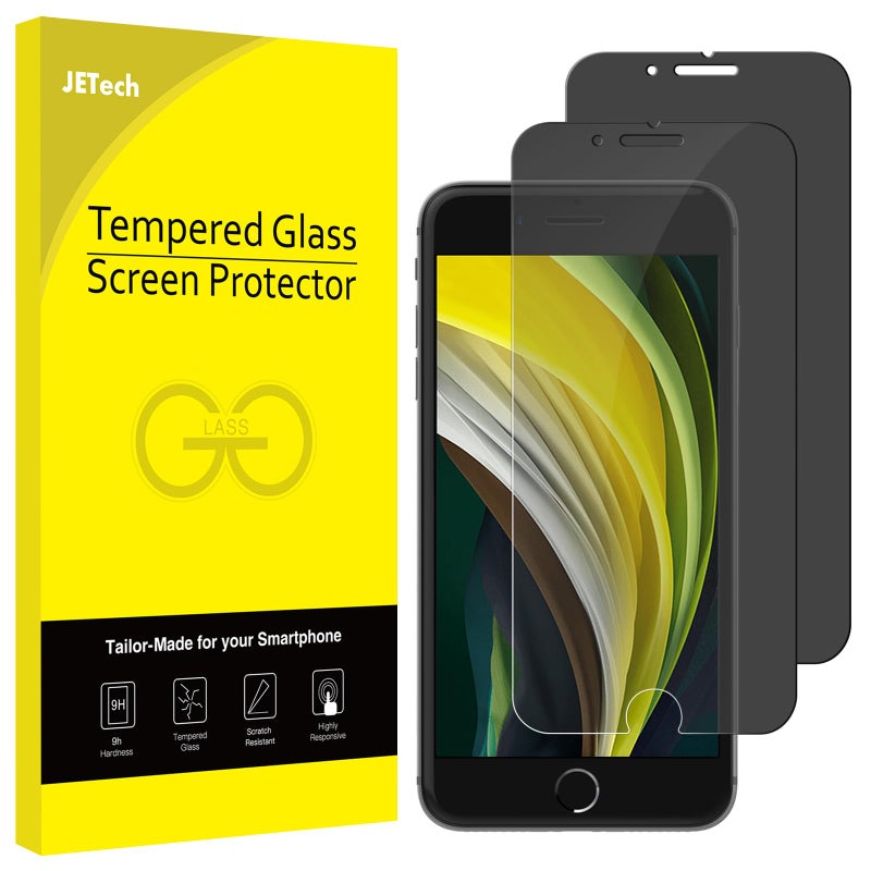 JETech Privacy Screen Protector for iPhone SE 3/2 (2022/2020 Edition), iPhone 8 and iPhone 7, Anti-Spy Tempered Glass Film, 2-Pack - Image 1