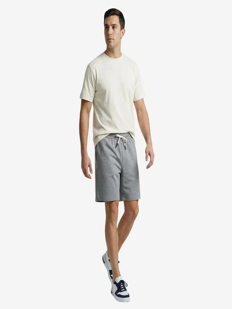 Tommylife Grey TOMMY Men's Mid Waist Jersey Shorts for Men | Best Price UAE