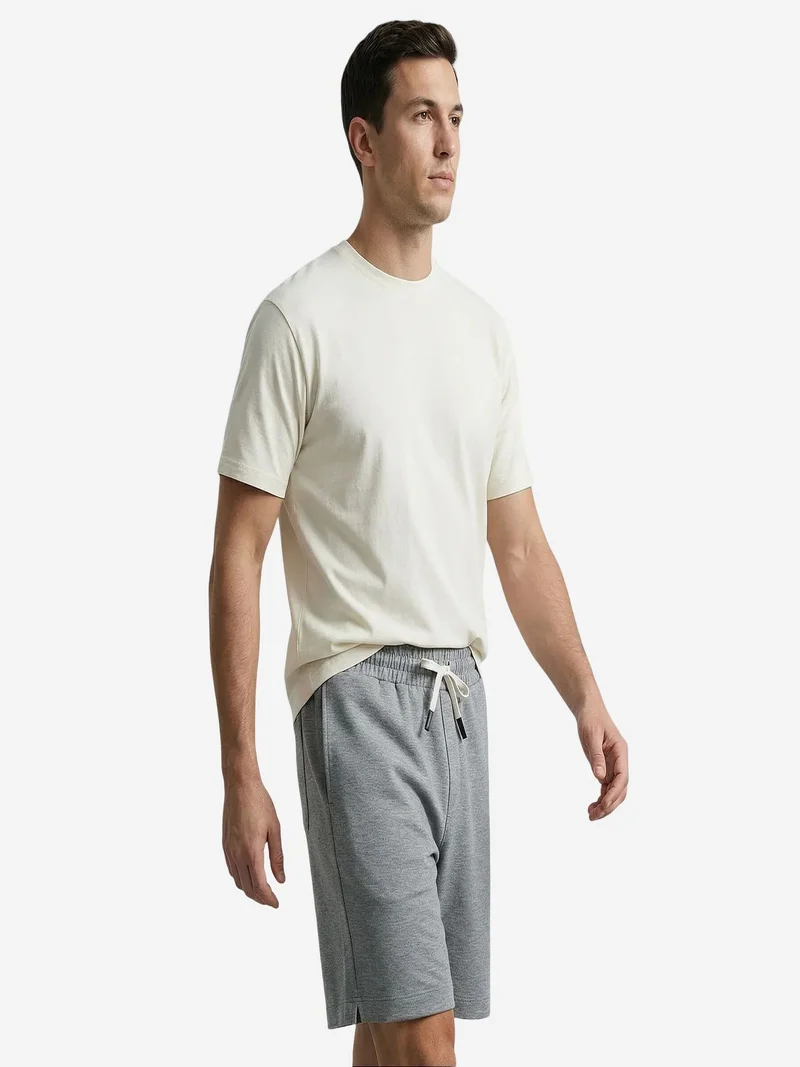 Tommylife Grey TOMMY Men's Mid Waist Jersey Shorts for Men | Best Price UAE