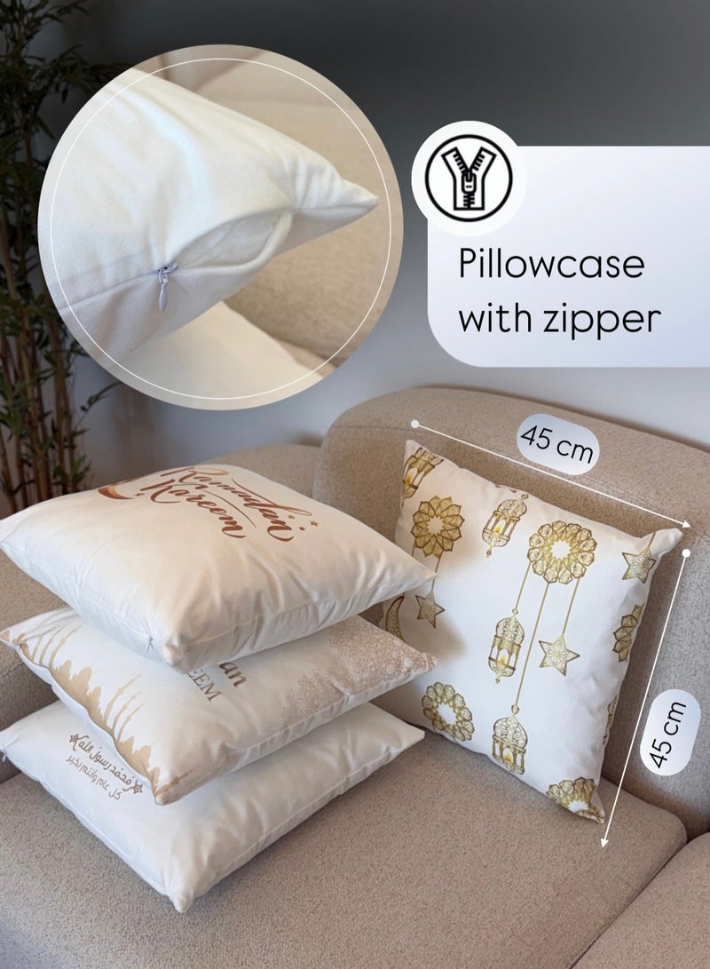4-Piece Pillow Cover Decorative Set For Ramadan Pillowcase Sofa Living Room 45x45 Centimeter  - Image 3