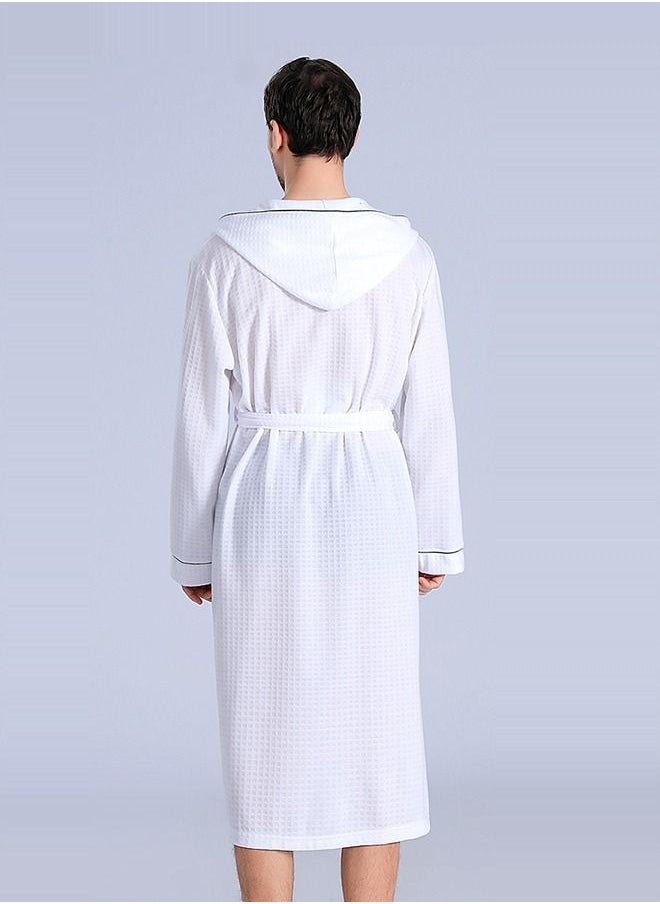 Arabest - Fashion VCotton Hooded Bathrobe, Hooded Bathrobe with Piping - Lightweight, Long, Super Soft Spa Pajama Robe, Luxurious Bathrobe Waffle Fabric for Bathroom, Bedroom, Indoor and Outdoor - Image 1