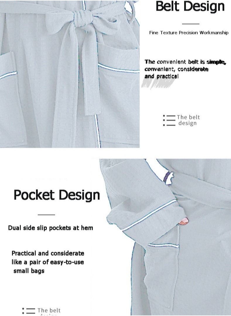 Arabest - Fashion VCotton Hooded Bathrobe, Hooded Bathrobe with Piping - Lightweight, Long, Super Soft Spa Pajama Robe, Luxurious Bathrobe Waffle Fabric for Bathroom, Bedroom, Indoor and Outdoor - Image 1