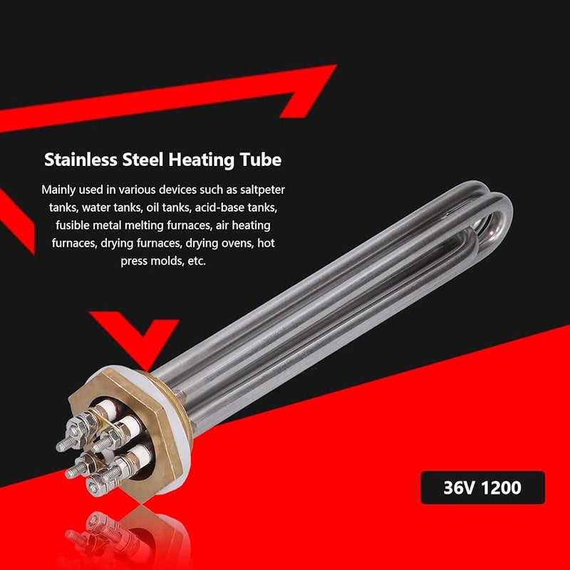 36V 1200W Stainless Steel Heating Tube with Brass Thread for Electric Water Boilers Kitchen Equipment - Image 3