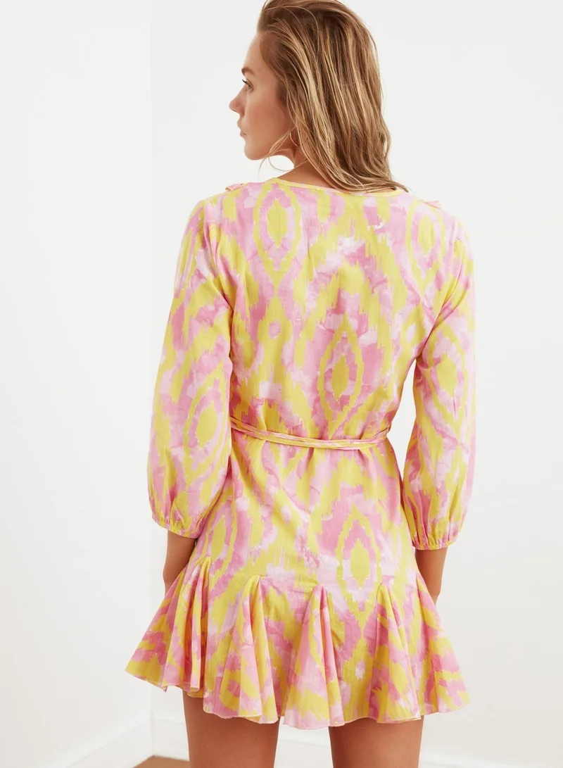 trendyol Pleated Printed Dress