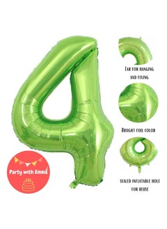 Party with Emma Green Number Balloons 40 Inch Birthday Foil Balloon Party Decorations Supplies Wedding Bachelorette Birthday Bridal Shower Graduation Anniversary Celebration Decoration Fly with Helium (Number 4)  - Image 3