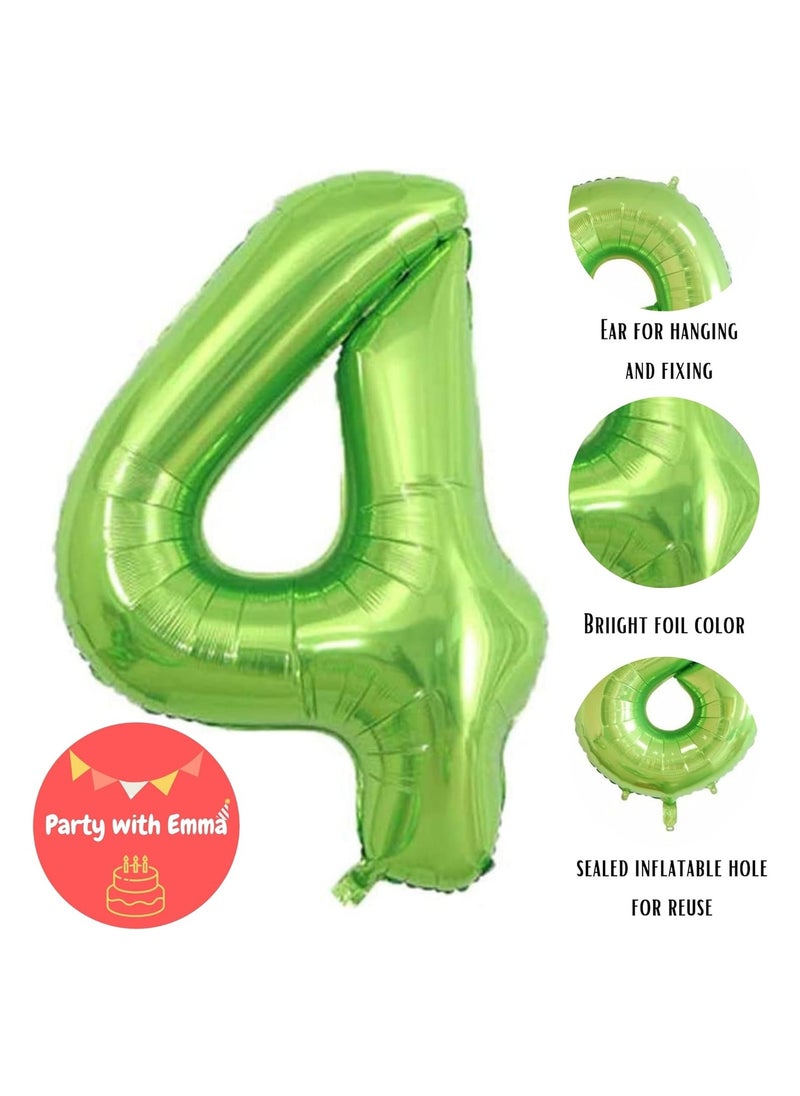 Party with Emma Green Number Balloons 40 Inch Birthday Foil Balloon Party Decorations Supplies Wedding Bachelorette Birthday Bridal Shower Graduation Anniversary Celebration Decoration Fly with Helium (Number 4)  - Image 3