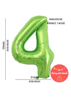 Party with Emma Green Number Balloons 40 Inch Birthday Foil Balloon Party Decorations Supplies Wedding Bachelorette Birthday Bridal Shower Graduation Anniversary Celebration Decoration Fly with Helium (Number 4)  - Image 2