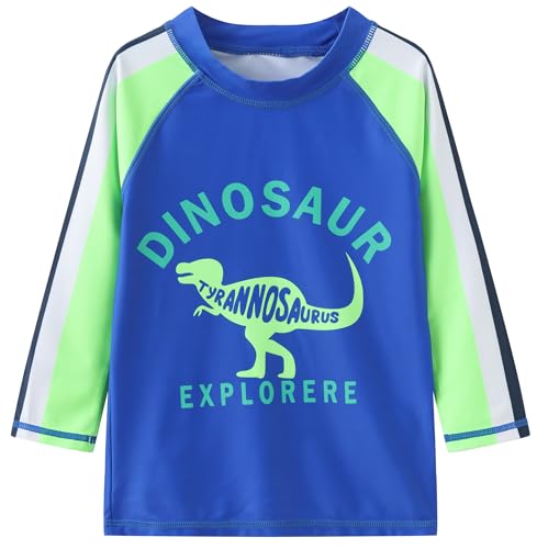 SGMWVB Toddlers and Baby Boys' 3-Piece Swimsuit Trunk Rashguard Set and Sun Hat Swimwear Bathing Suit Sunsuit Swim Shirt UPF 50+ Tyrannosaurus Rex 2-3T - Image 2