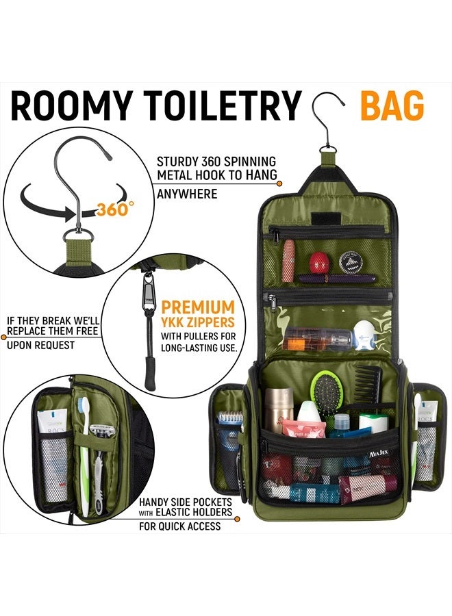 AvaJex Travel Toiletry Bag for Men and Women - Large Hanging Toiletry Organizer - Waterproof Hygiene Bag with Metal Xxl Swivel Hook, YKK Zippers and 19 Compartments for Toiletries, Makeup, Cosmetics - Image 3