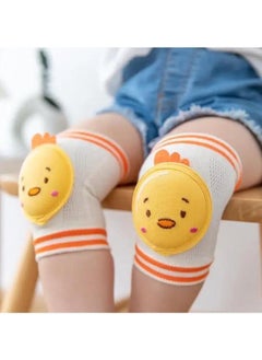 Generic 2 in 1 baby knee and elbow protectors in orange, chick design, to help babies crawl  - Image 2
