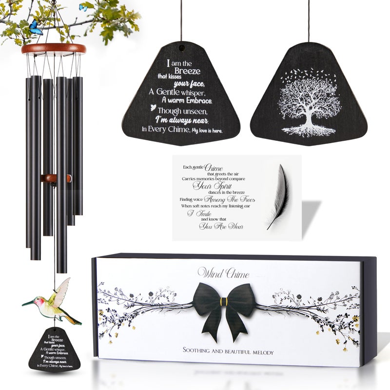Captain Decor 32 Inch Hummingbird Memorial Wind Chimes Outdoor  Sympathy Gifts For Loss Of Loved One  Memorial Gifts For Loss Of Mom  Sympathy Wind Chimes For Mother  Father  Brother  Sister - Image 1
