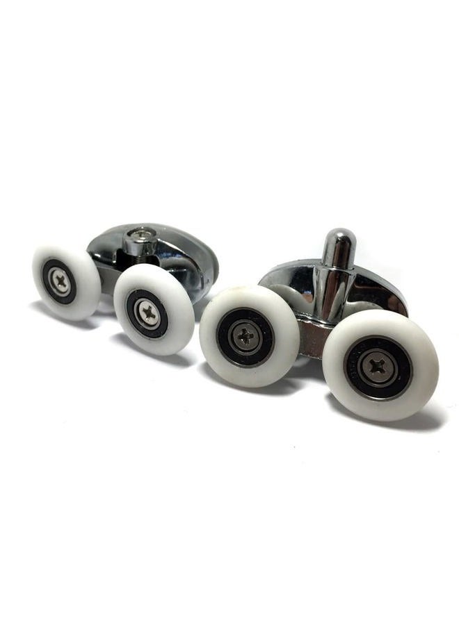 Clarmonde Pack of 4 Oval Metal Alloy Double Wheel Shower Door Rollers, 23mm Diameter, 2 Top and 2 Bottom Wheels - Image 3