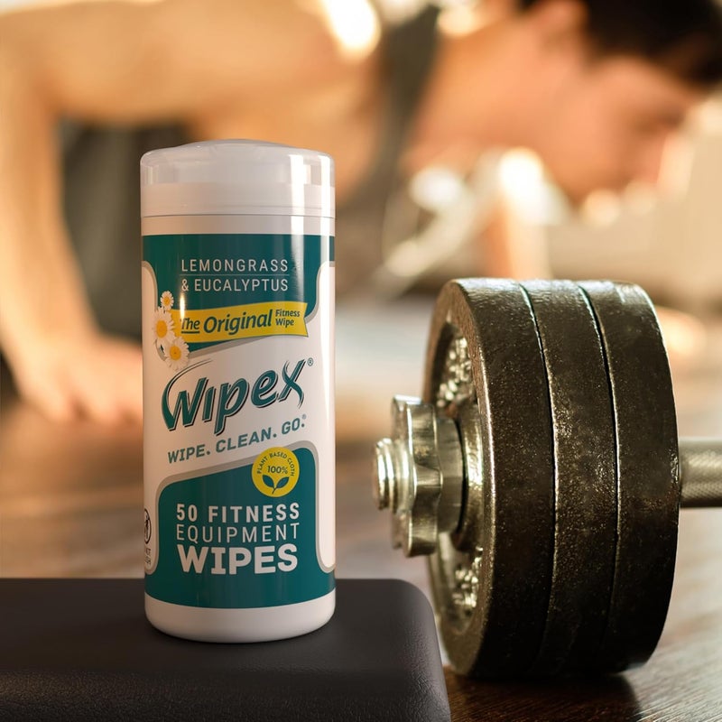 Wipex Original Fitness Equipment Wipes - Natural Plant Based Gym Wipes, Clean Surfaces at Home or Gym, Use as a Yoga Mat Cleaner, Peloton Cleaners - Lemongrass & Vinegar, 50 Count (Pack of 3) - Image 4
