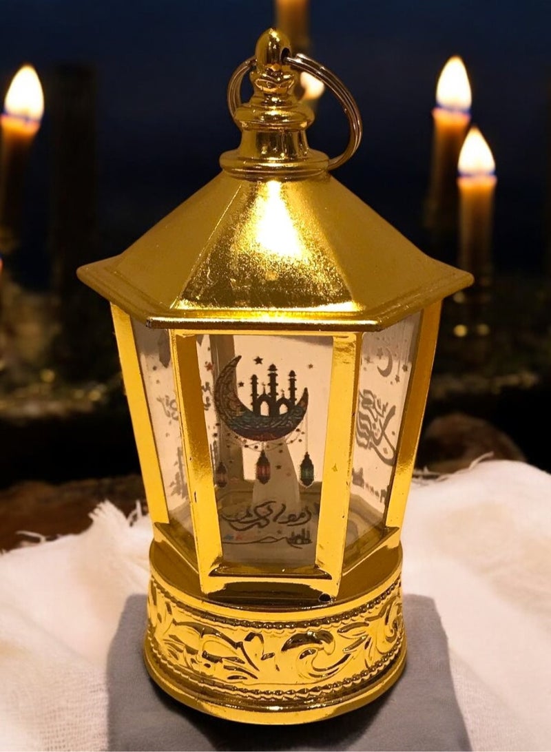 فانوس رمضان مضيء ذهبي قطعة واحدة - Image 4