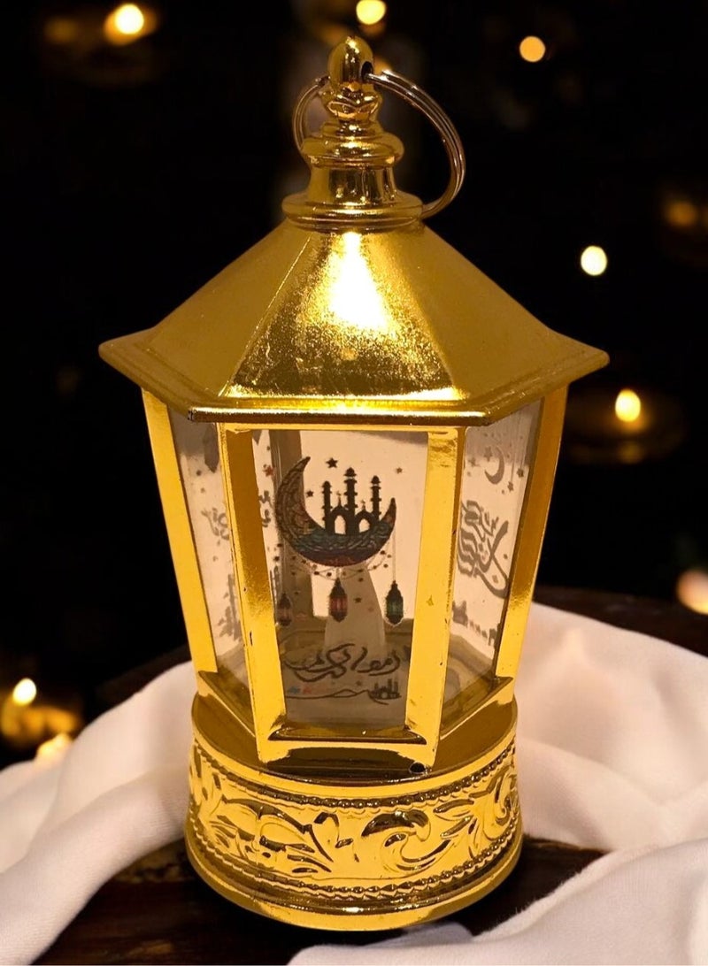 فانوس رمضان مضيء ذهبي قطعة واحدة - Image 2