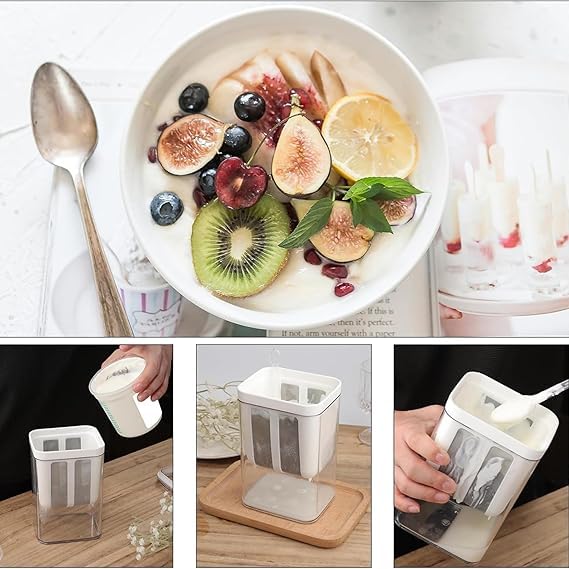 SHOPECOM Yogurt Strainer 1100ml Multi Yoghurt Maker Strainer with Fine Mesh Bag Lid for Thick Greek Yogurt Soybean Milk Kefir Berries Soup Fruit Juice Coffee - Image 5