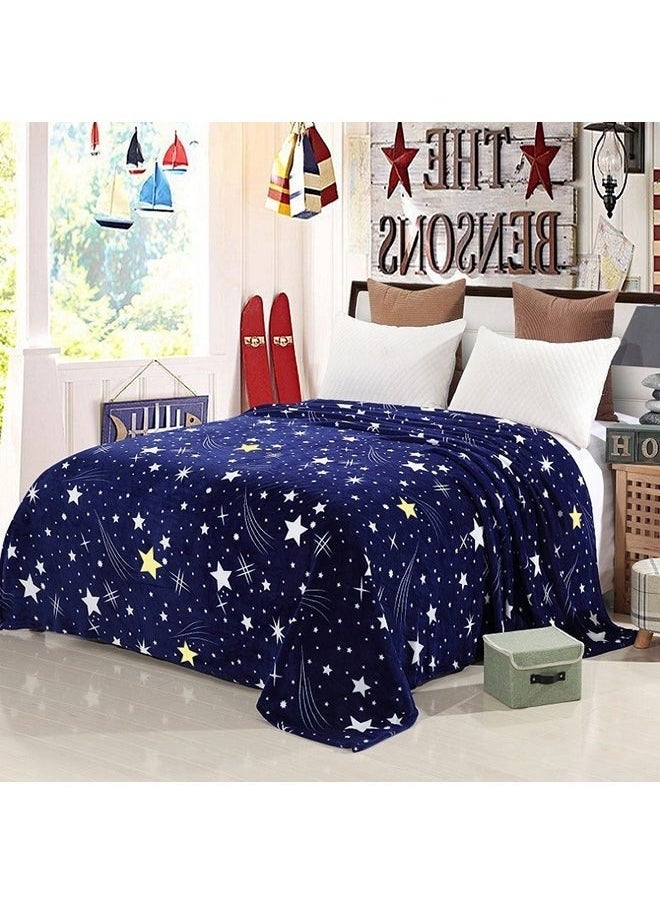 LEXIN Flannel Blue King Size Microfiber Blanket - Soft and Fluffier, Beautiful Star Design, 240x200cm  - Image 4