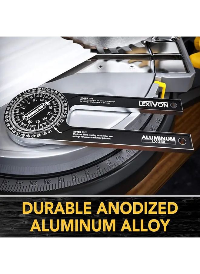 Mechanical Miter Saw Protractor 7 Inch Aluminum Rust Proof Angle Finder Laser Engraved - Image 3