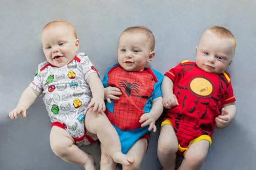 Marvel Avengers SpiderMan Iron Man Captain America Newborn Baby Boys 5 Pack Bodysuits Multi 03 Months - Image 3