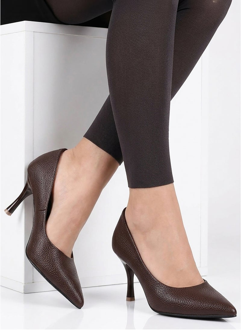 ICE CLUB Women's Pointed Toe Heel – Pebble-Grain Textured - Image 1