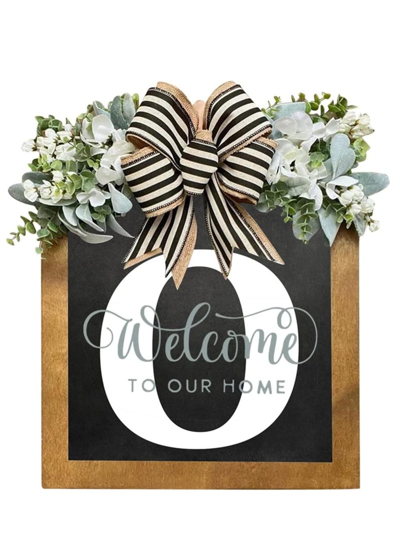 Y&D - Welcome Sign Creative Bowknot Letter Wreath In Front Of The Door Outdoor Decoration Props For The Courtyard 35x40CM - Image 1
