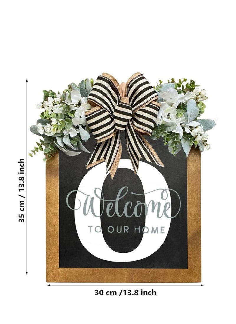 Y&D - Welcome Sign Creative Bowknot Letter Wreath In Front Of The Door Outdoor Decoration Props For The Courtyard 35x40CM - Image 1