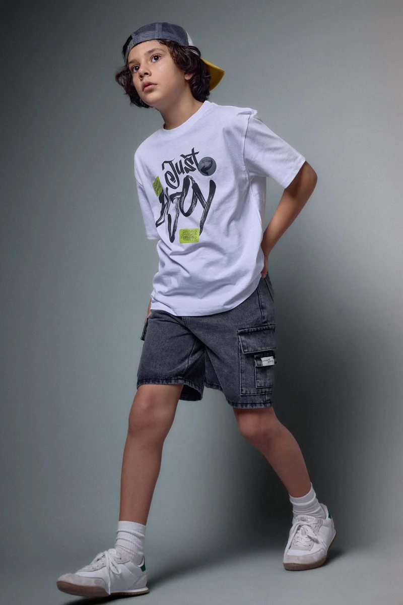 ديفاكتو Boy Oversize Printed Short Sleeve T-Shirt