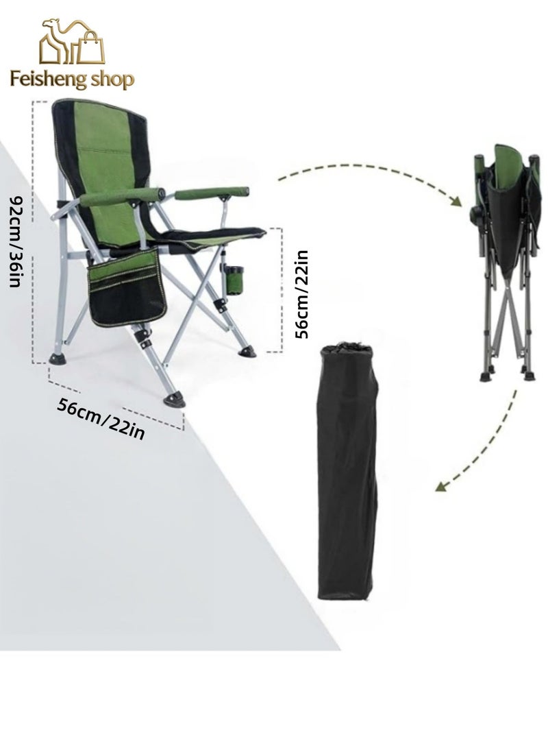 Feisheng shop Portable Outdoor Camping Chair | Lightweight Folding Camp Chair | Heavy-Duty Beach Chair | High-Back Padded Lawn Chair | Outdoor Fishing Chair | Folding Chair | Features Armrests, Cup Holder, and Carry Bag | Ideal for BBQs, Gardens, Outdoors, Indoor Picnics, Fishing, and Hiking - Image 3