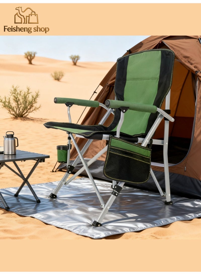 Feisheng shop Portable Outdoor Camping Chair | Lightweight Folding Camp Chair | Heavy-Duty Beach Chair | High-Back Padded Lawn Chair | Outdoor Fishing Chair | Folding Chair | Features Armrests, Cup Holder, and Carry Bag | Ideal for BBQs, Gardens, Outdoors, Indoor Picnics, Fishing, and Hiking - Image 1