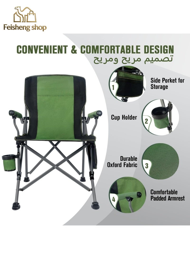 Feisheng shop Portable Outdoor Camping Chair | Lightweight Folding Camp Chair | Heavy-Duty Beach Chair | High-Back Padded Lawn Chair | Outdoor Fishing Chair | Folding Chair | Features Armrests, Cup Holder, and Carry Bag | Ideal for BBQs, Gardens, Outdoors, Indoor Picnics, Fishing, and Hiking - Image 2