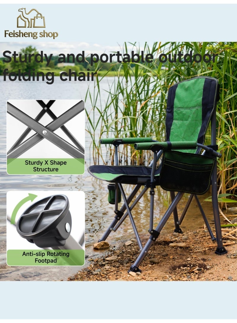 Feisheng shop Portable Outdoor Camping Chair | Lightweight Folding Camp Chair | Heavy-Duty Beach Chair | High-Back Padded Lawn Chair | Outdoor Fishing Chair | Folding Chair | Features Armrests, Cup Holder, and Carry Bag | Ideal for BBQs, Gardens, Outdoors, Indoor Picnics, Fishing, and Hiking - Image 4
