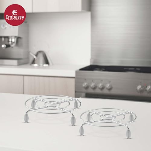 Embassy Stainless Steel Trivet/Hot Pot Stand for Kitchen | Size - 20.5 cm | Pack of 2 | Heat Resistant Trivet | Cooker/Vessel Stands | Dining Table Stands for Hot Dishes - Image 3