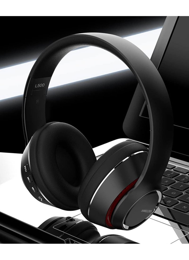 SKY-TOUCH - Wireless headphone Noise Isolating Bluetooth 5.0 Over Ear Headphones Fast charging and long standby time With High Definition Pure Sound for iPhone, iPad, Smartphone, MP3 Players Black - Image 1