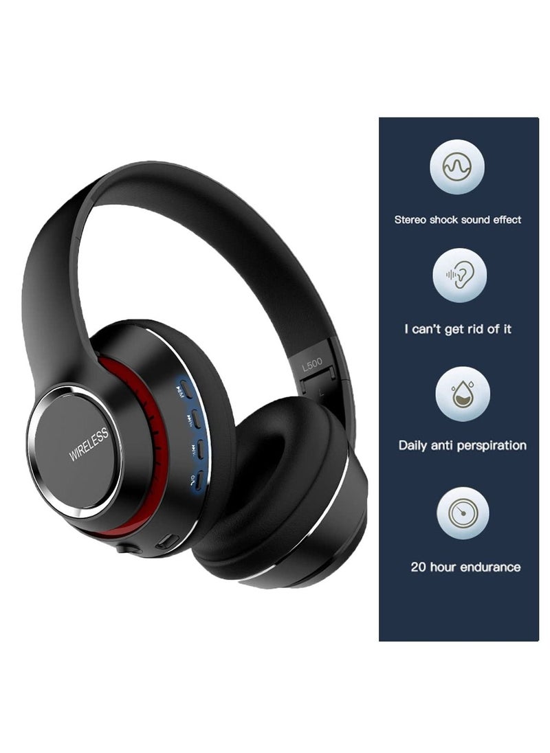 SKY-TOUCH - Wireless headphone Noise Isolating Bluetooth 5.0 Over Ear Headphones Fast charging and long standby time With High Definition Pure Sound for iPhone, iPad, Smartphone, MP3 Players Black - Image 1