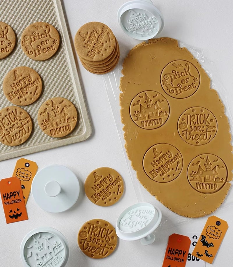 JINYEAH Halloween Cookie Stamp Press 4PCS Cookie Cutter Halloween Cookie Cutters Set Biscuit for DIY Halloween and Daily Baking - Image 2
