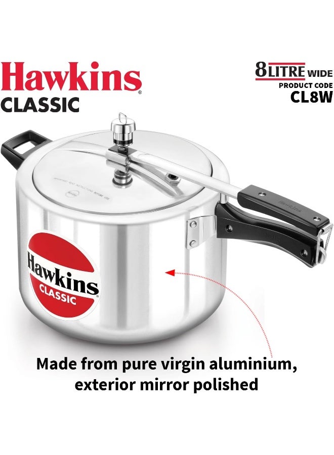 Hawkins قدر ضغط كلاسيكي ضخم من الألومنيوم سعة 8 لترات بتصميم أنيق وآمن للاستخدام في الميكروويف وغسالة الصحون مع غطاء فضي سعة 8 لترات فضي - Image 2